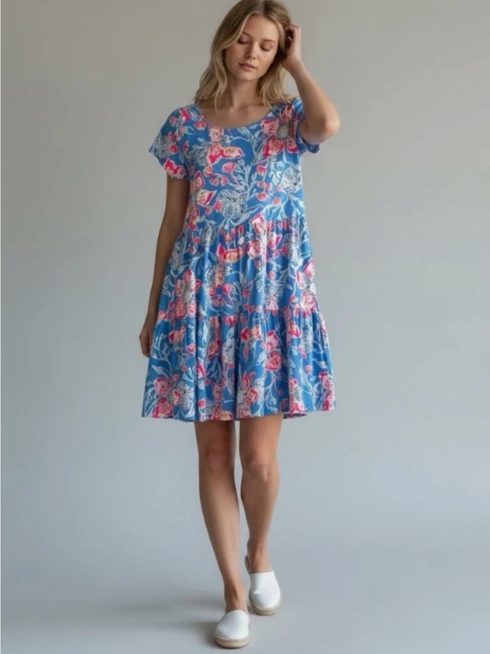 Lilly Pulitzer Geanna Mini Dress Womens XL Blue Bahamian Rhapsody NWT Tiered